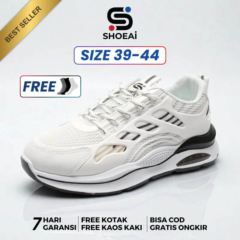 SHOEAI Gusion Sepatu Kasual Sneakers Pria Olahraga sol karet Casual Running  Sport cooldown GRAY 39