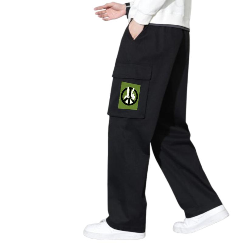 Celana Cargo Panjang Pria Loose Pants Fashion Oversize Korean Style - Hitam - Formal 1