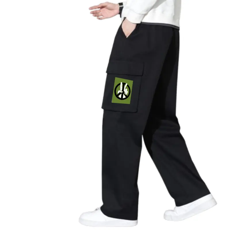 Celana Cargo Panjang Pria Loose Pants Fashion Oversize Korean Style - Hitam - Formal 0