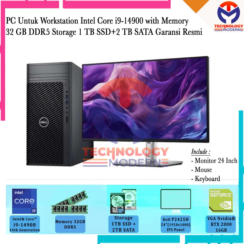 PC Workstation Processor i9-14900 RAM 32 GB DDR5 Storage M.2 1 TB SSD PCIe NVMe + 2 TB SATA Use Windows 11 Pro Include Monitor, Mouse dan Keyboard