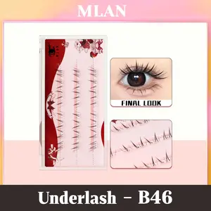 MLAN B46 UnderLash / Bulumata Bagian Bawah Tanpa Lem Bulu Mata Palsu Serat Kapas Hitam Pekat C Curl 5-6mm