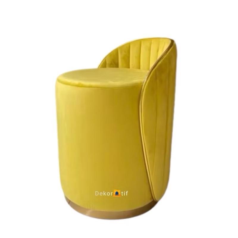 Davina- Stool bulat dengan senderan sofa murah Stool cantik puff aesthetic 0