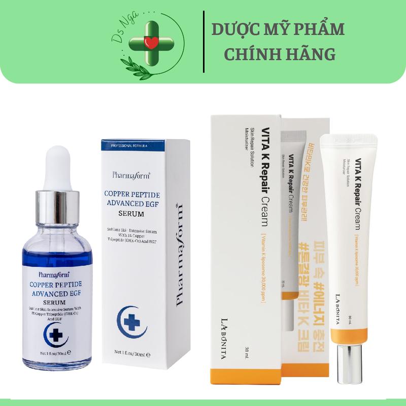   Combo Phục Hồi  Serum Đồng Peptid Pharmaform + Kem Viamin K Labonita  Nhập Khẩu  
