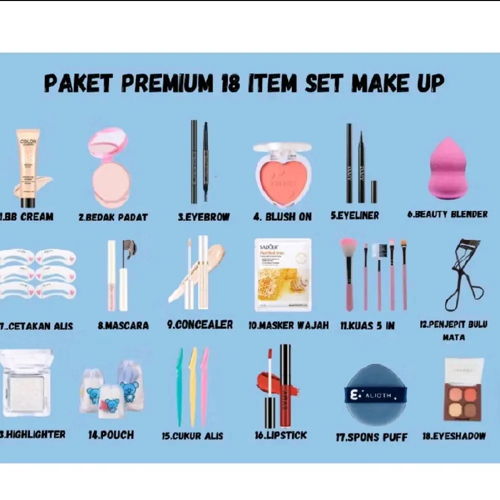 (Rd-store)SET MAKE UP ISI 18 ITEM KOSMETIK