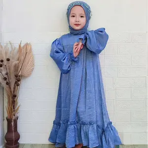 Gamis Anak Perempuan Santorini Silk 3-10 Tahun Baju dress Muslim Model abaya terbaru Babydoll Cantik Nyaman