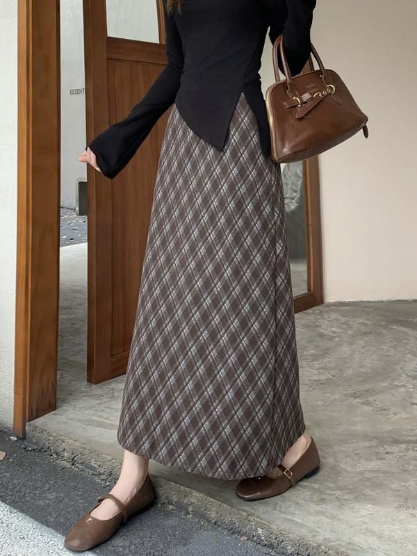 V14 - Dạ loại 1 - Chân Váy Dạ kẻ dài 90cm dày dặn basic co dãn Hottrend 2025 siêu hack dáng mix đồ cực xinh