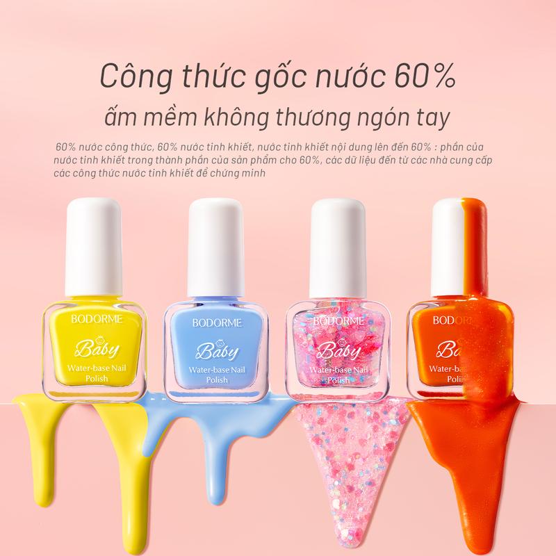 BODORME Sơn Móng Tay Trẻ Em  Không Mùi Dành Cho Bé Gái Bộ Mỹ Phẩm Rách Quà Tặng Đặc Biệt Cho Em Bé Thích Hợp Cho Móng Tay 1