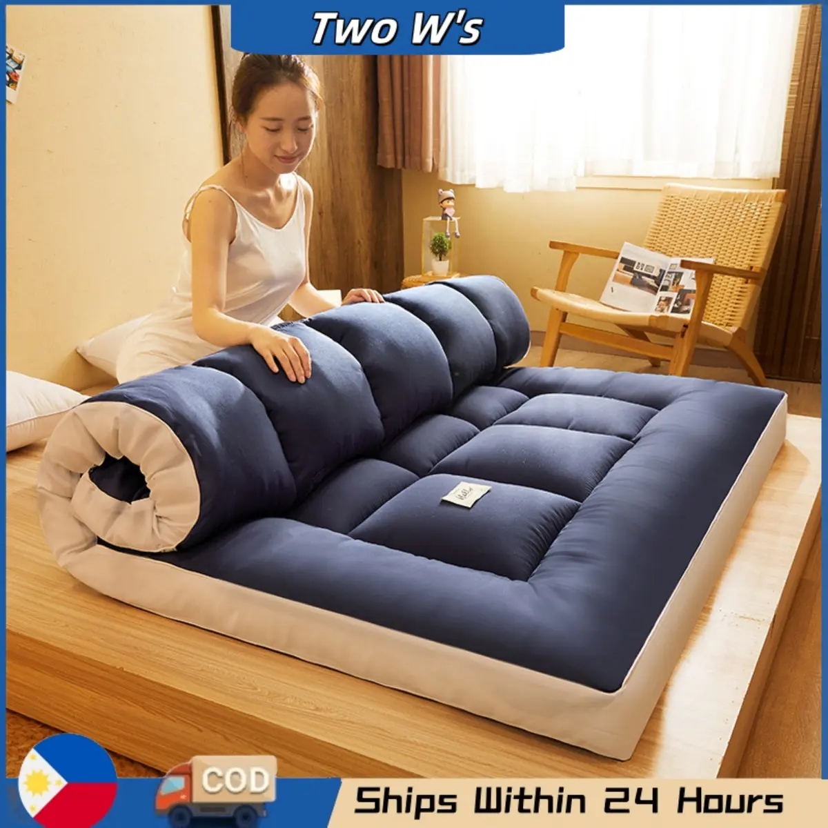 Foldable tatami mattress, available sizes: single bed, double bed, queen bed, king bed, plush filling mattress and skin-friendly fabric mattress, no mold mattress, can be laid directly on the ground