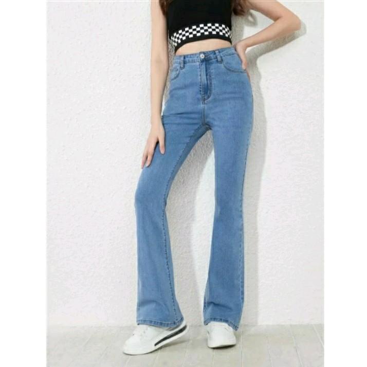 High Waist Jeans Streach Wanita Cutbray || Korean Style Straight Loose Cutbray Wanita Premium || Cutbray Jeans Wanita Bahan Melar Panjang Tebal Celana Hitam Dark 5