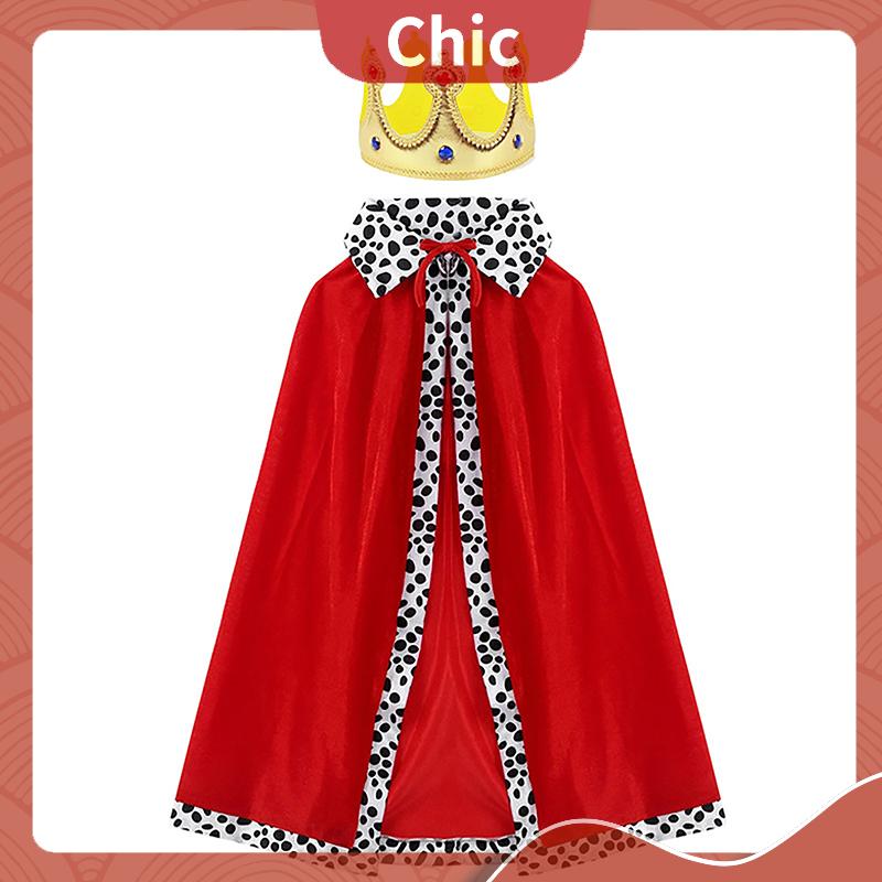 Trang Phục Halloween Cho Trẻ Em, Trang Phục Vua Hoàng Đế, Áo Choàng Đỏ, Áo Choàng Hoàng Tử, Vương Miện, Tiệc Sinh Nhật, Đạo Cụ Cosplay, Phụ Kiện 0