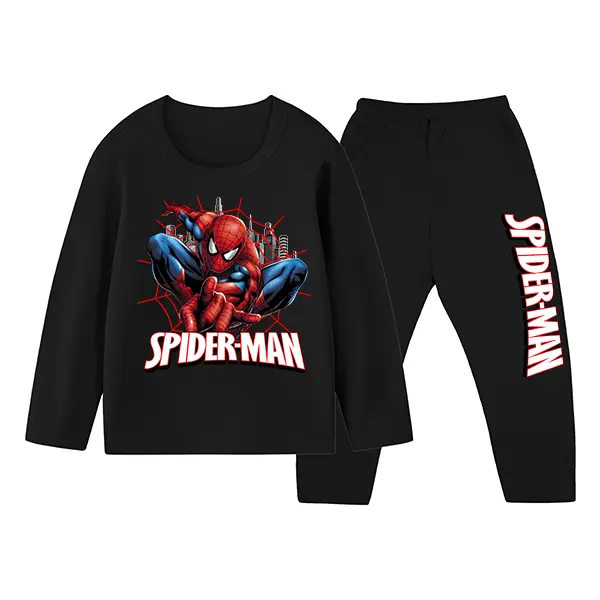 Setelan Baju Tidur Anak Gambar Spiderman Piyama Ukuran 1 Sampai 10 Tahun Polyester Soft laki 7–10 Laki-Laki Lengan Perempuan Cotton 4