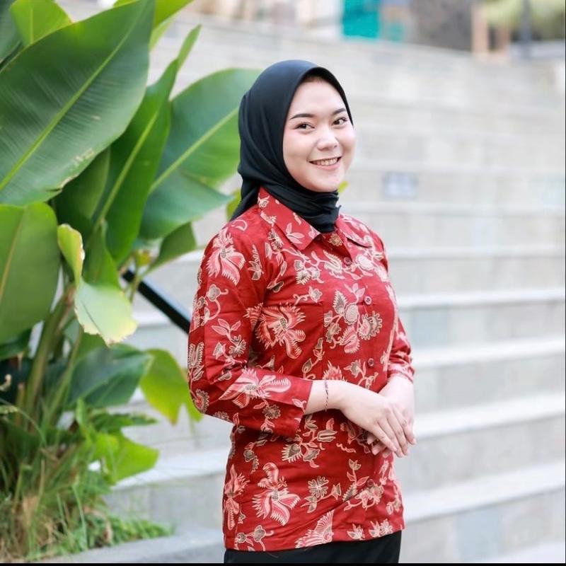 Seragam Batik Dharma Wanita Persatuan Indonesia DWP Terbaru Blazer Lengan Panjang Katun Kerja 0