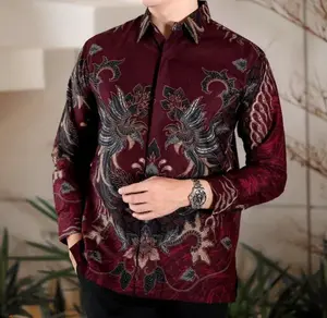 Kemeja Batik Pria Lengan Panjang Terbaru Baju Batik Pria Terlaris Elegan Modern Keren Kemeja Kerja Kantor Motif Naga Katun Kualitas Premium Kain Nyaman Seragam Hem Printing Flanel