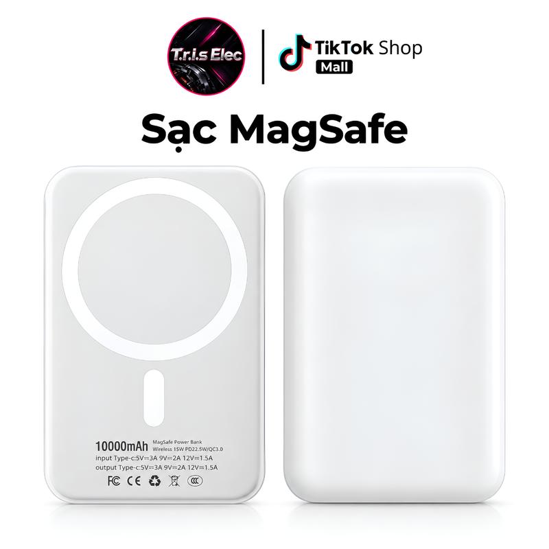 Sạc Dự Phòng Magsafe 10000mAh (Sạc Nhanh), Hỗ Trợ Sạc Không Dây Cho Thiết Bị Android Và IOS, Kích Thước Nhỏ Gọn Tiện Lợi Khi Mang Theo Ra Ngoài