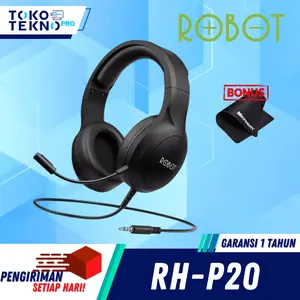 Robot RHP20 / RH-P20 / RH P20 Headset Wired 3.5mm Jack Black Original Garansi