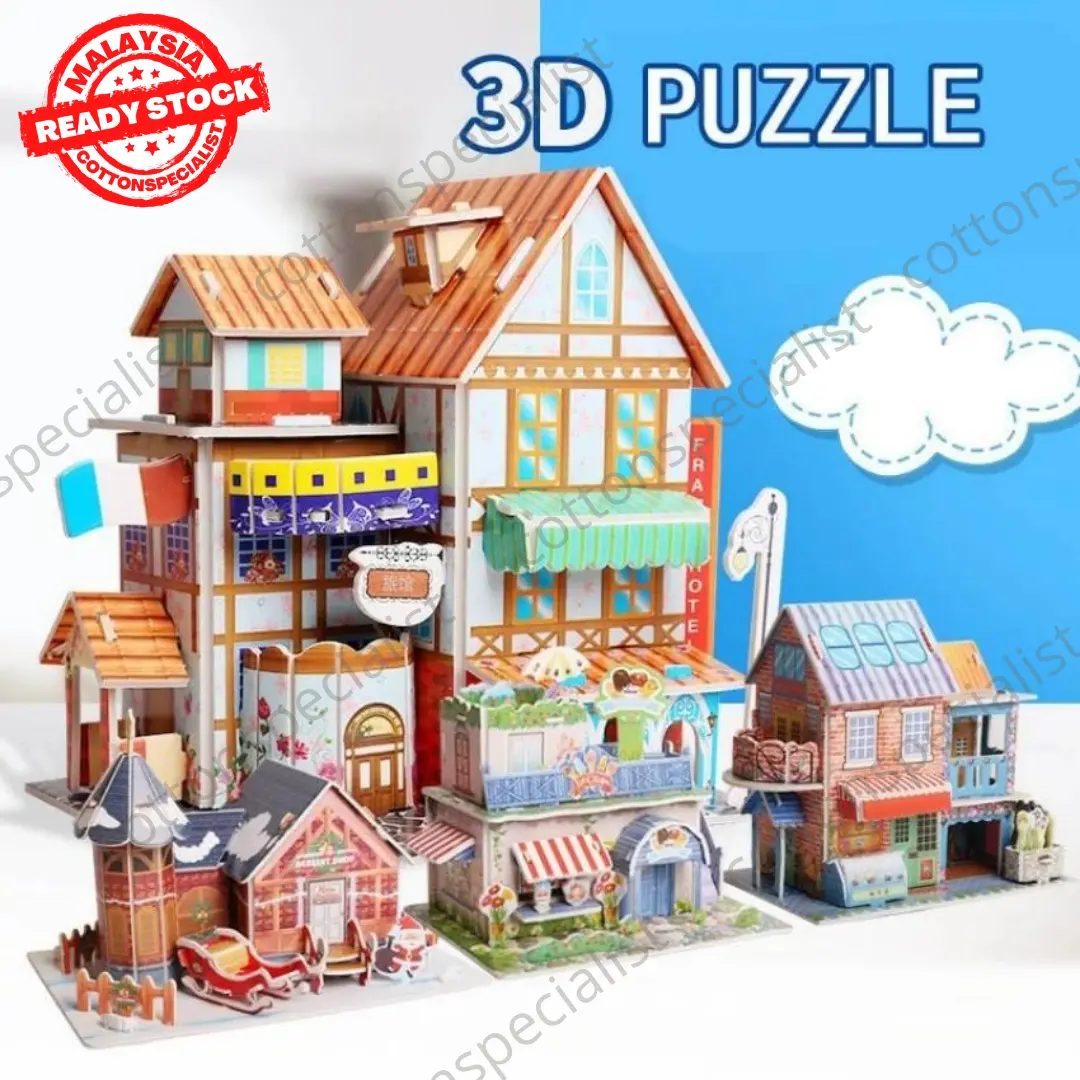 [ READY STOCK ] 3D Puzzle Building Paper DIY Art & Craft Puzzle Castle House Kids Learning Toys Puzzle Paper Jigsaw