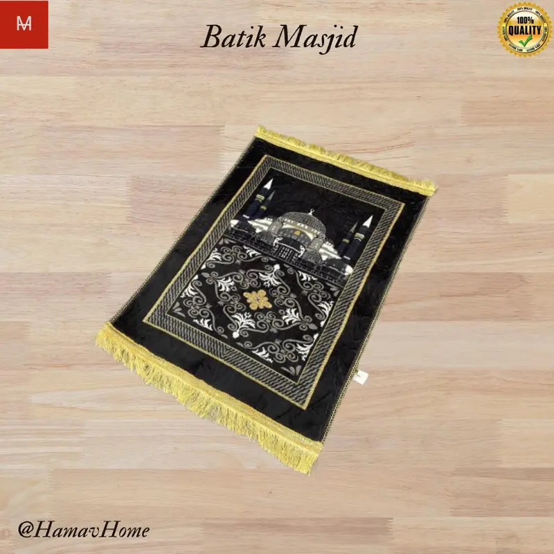 SAJADAH RAWIS BUSA TEBAL EMPUK UK 110X70 CM MOTIF RAUDOH [warna dasar hitam] 6