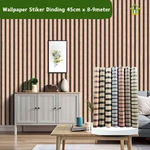 Wallpaper Stiker Dinding Motif Woodpanel Salur Kayu Ukuran L 45cm x P 8-9m Dekorasi Untuk Rumah Kayu backdrop tv wpc Pvc