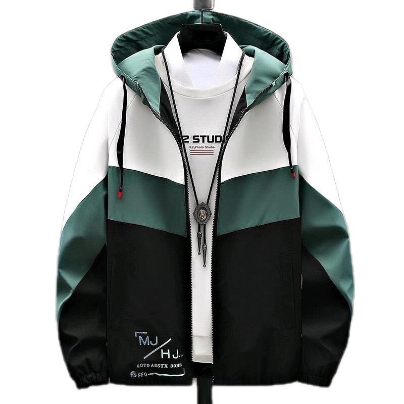  Áo Khoác Dù Nam Nữ 2 Lớp Có Nón Rộng Phối Ba Màu In Chữ Dẹp Mắt - Áokhoác Nam Mu Siêu Bền Menswear Jacket outerity cực đẹp 