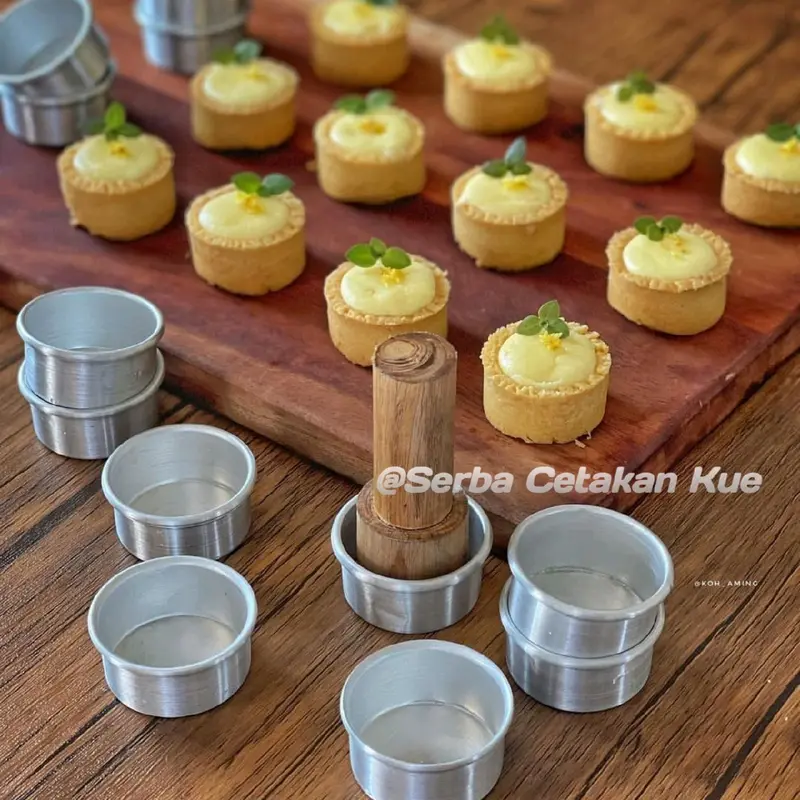 12pcs Cetakan Tart Mini + Kayu penekan - Cetakan Tartlet Loyang Diameter 4,5,6,7,8 cm murah meriah 4