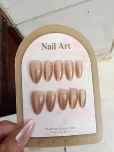 kuku palsu cat eye sedang lancip isi 10 pcs lengkap dengan lem