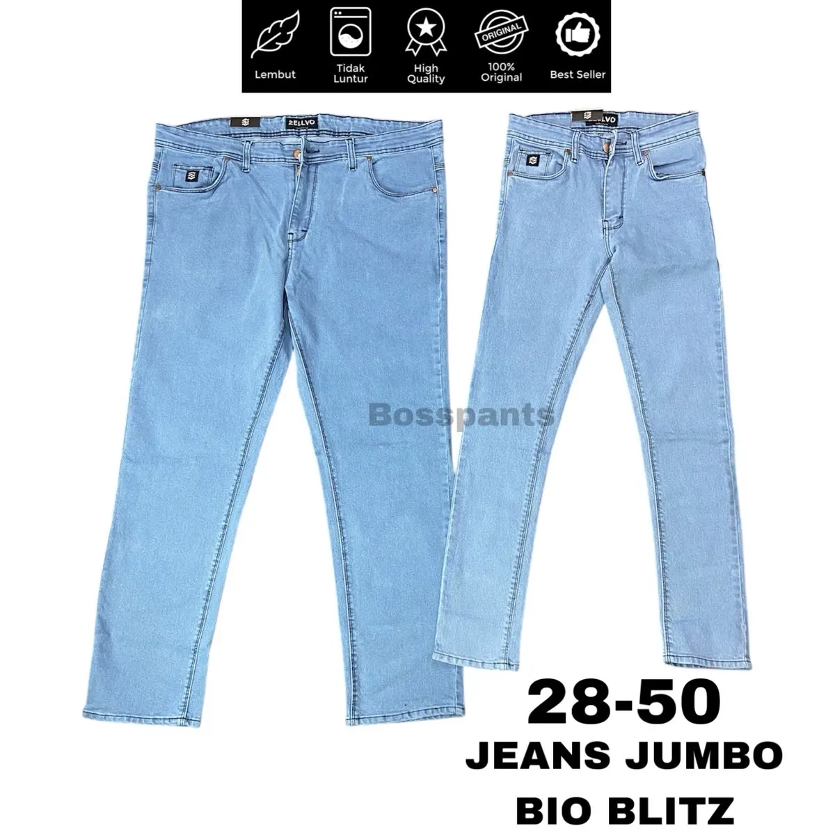 ZELLVO - Celana Jeans JUMBO BIO BLITZ Panjang Slimfit Stretch Premium Soft Jeans Nyaman Tebal Melar Santai Distro