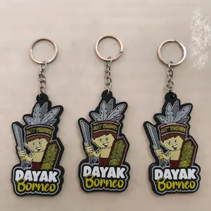 Dayak Borneo - Gantungan Kunci Karakter Dayak dengan Desain Unik dan Warna Cerah untuk Souvenir dan Hadiah