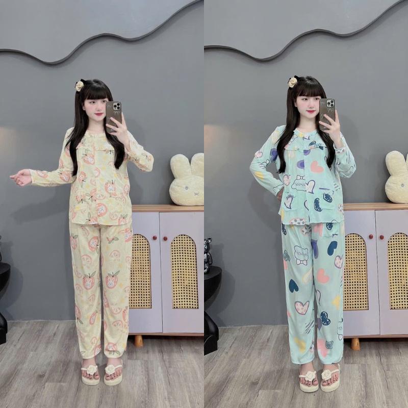 Bộ bầu - bộ sau sinh chất lanh dài tay nhiều họa tiết mặc thoáng mát cho mẹ bầu