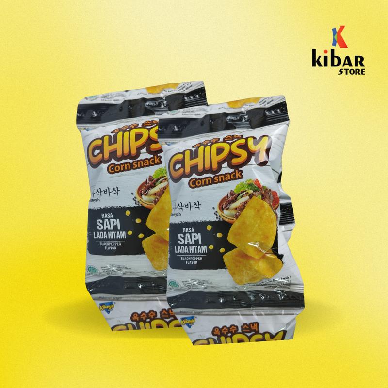 CHIPSY CORN SNACK BARBEKIU LADA HITAM DAN RUMPUT LAUT ISI 10 PCS PER PACK 5