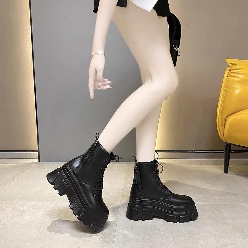 Product Introduction of Bốt Nữ, Thời Trang Hàn Quốc, Cắt Cao, Có Khóa Kéo Và Dây Buộc Boot GiàY Cổ Cao Nhung Shoes 9