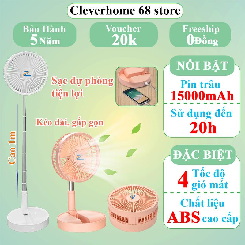 (Bảo hành 5 năm) Quạt cầm tay mini cao cấp, quạt tích điện mini gấp gọn tiện lợi có thể để bàn đặt dưới đất, quạt mini pin trâu quạt Fan