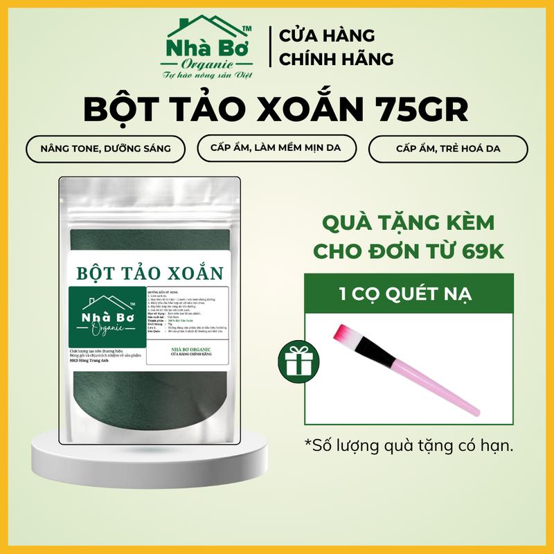 Bột Tảo Xoắn Nhà Bơ Organic 75Gr và 250Gr - Dưỡng Da Mặt, Cung Cấp Độ Ẩm Cho Da