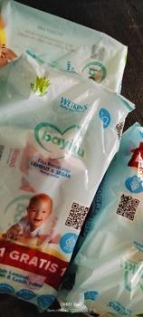 Product Review of [ PAKET 6 PCS ] TISSUE BASAH WETKINS BABY PINK DAN BLUE 50 SHEET 50 LEMBAR from S**🐒 0