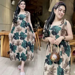 NEW Yukensi Tamara Tali Kustom Jumbo XXL LD 130cm Muat BB 85kg Daster Santai Tanpa Lengan Nyaman Kain Rayon Adem Lembut Wanita Dewasa Busui Bumil