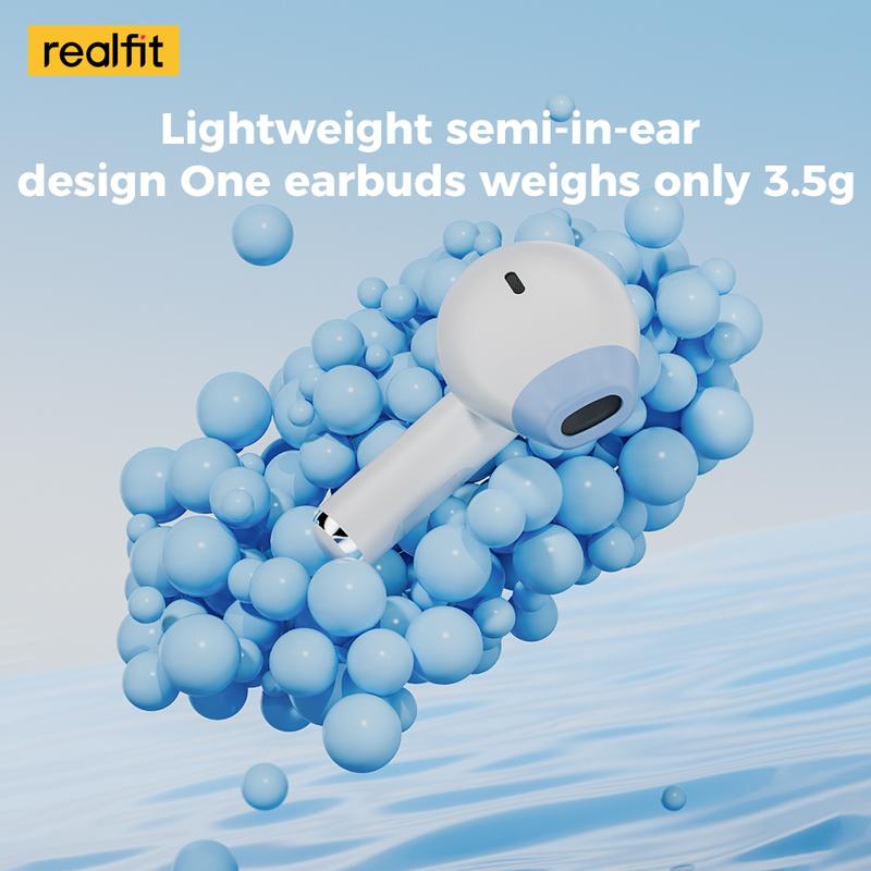 Realfit F2 TWS Bluetooth Earphone HIFI Quality True Wireless Earbuds with Mic BT5.3 Superb Bass 25H Batttery Life 6