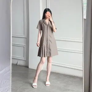 (Posy) Gaun Wanita Mini Rosie Dress Bahan Katun Oxford Casual Simple Pendek