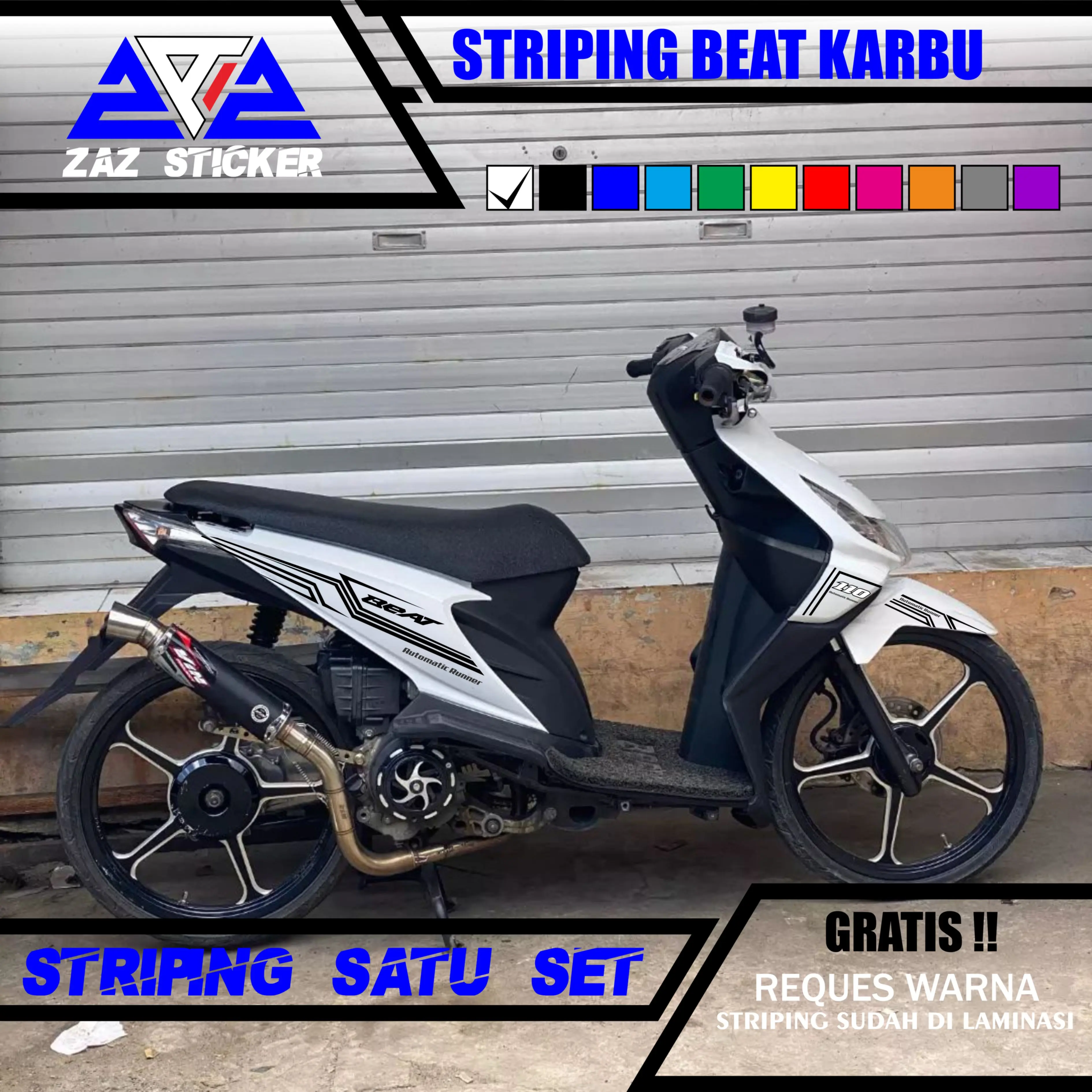 Zaz Sticker Striping Beat Karbu Design Motif 8