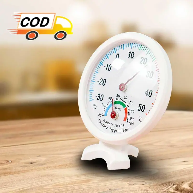 Termometer Alat Pengukur Suhu Temperature Hygrometer Kelembaban Analog Akurat Humidity Monitor Ruangan dengan Bracket Stand 4