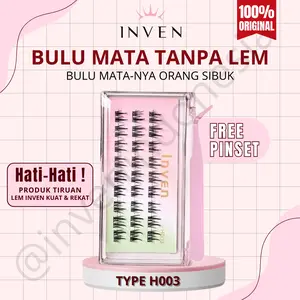 (LANGSUNG TEMPEL) INVEN H003 Bulu Mata Palsu TANPA LEM Premium Doll Eye Look FREE PINSET / Tweezer hasil natural  Eyelash Bulumata Box Extension INVEN INDONESIA 27 Pcs Tampilan Alami