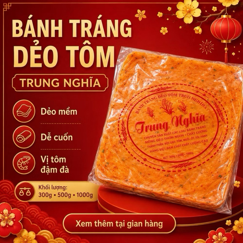 Bánh Tráng Dẻo Tôm Phơi Sương Trung Nghĩa