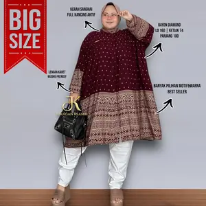 Tunik Motif Super Jumbo LD 160 Bahan Rayon Diamond Adem Lembut Nyaman Dipakai Estimasi BB 80-150KG+ Free Bros i Atasan Muslim Katun | By Juragan Klamb