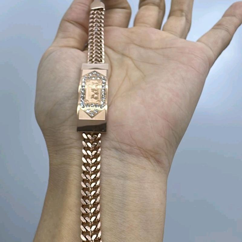 Gelang Rantai Plat Warna Rosegold Aksesoris Fashion 5