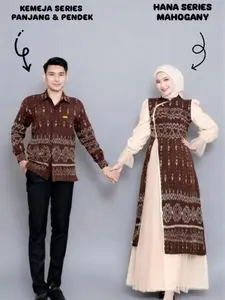 Baju Tenun Couple Hana Dress Mahogany X Kemeja Pria Dress Kondangan