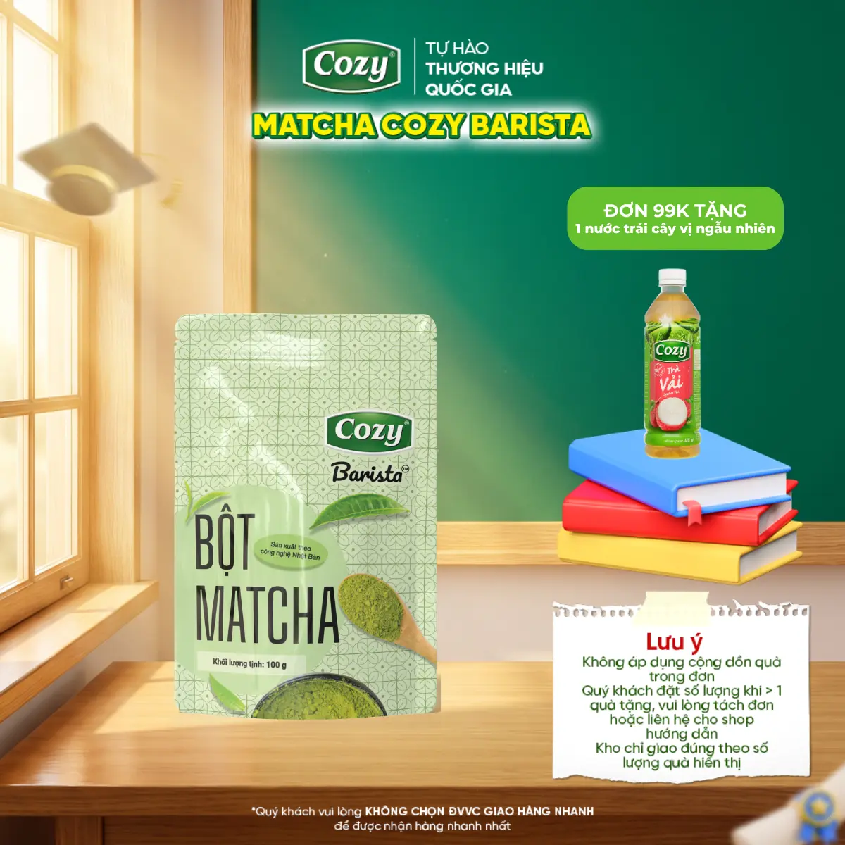 Matcha Cozy 100gr Bột Trà Xanh Pha Matcha Latte Công Nghệ Nghiền Chậm Không Sinh Nhiệt Nhật Bản