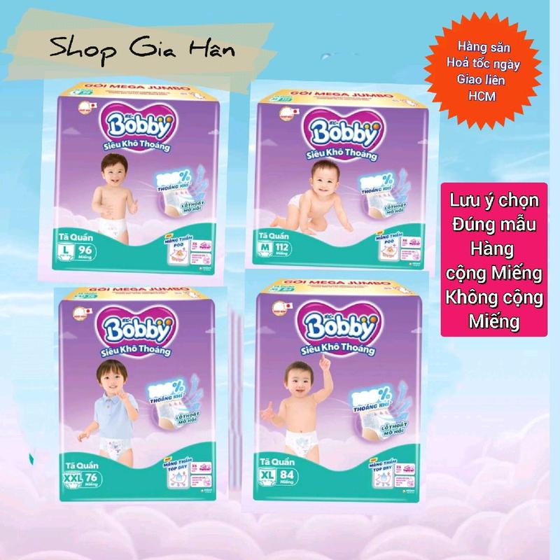  Bobby tã quần Đủ Size mega jumbo M96 L88 Xl76 Xx70 M112 L96 Xl84 XXl76 