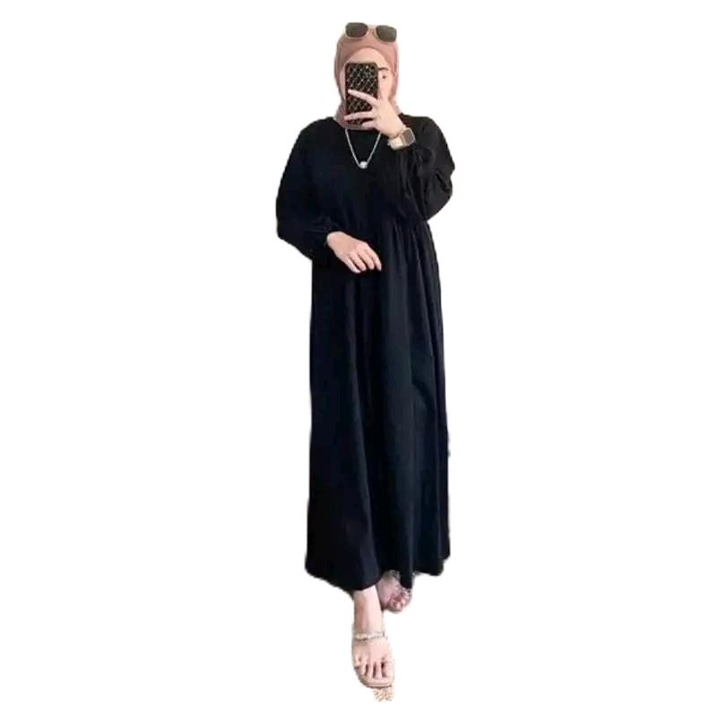 Siena Midi Dres Wanita  Remaja Kekinian bahan Cringkle Airflow  Nyaman Muslim Casual link  dress  lebaran 2