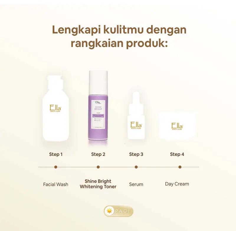 Ella Skincare Toner Whitening Shine Bright with Licorice, Niacinamide, Vit E - Kulit Lebih Cerah, Segar, dan Lembab 3