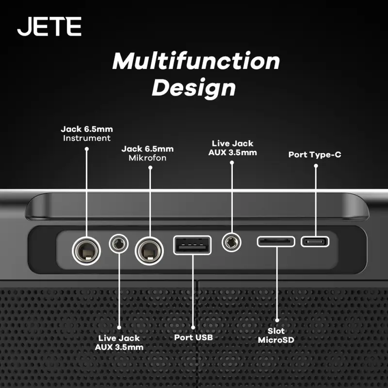 JETE SB2 Speaker Karaoke Bluetooth 2 Mic Wireless IPX6 Garansi 2 Tahun