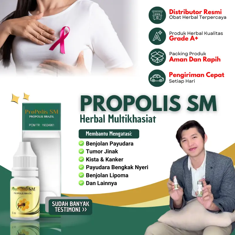Propolis SM Cairan Kesehatan Penghilang Benjolan, Untuk Atasi Benjolan Payudara, Tumor Jinak Payudara, Penghancur Tumor Payudara, Kanker Payudara, Kista Payudara, Immunotherapy Benjolan, Herbal Benjolan Tumor & Kanker Bengkak Nyeri, Payudara Nyeri Sebelah 0
