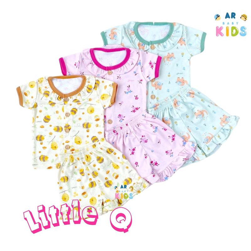 Little Q - BIS Rampel Baju Bayi Pendek Kancing Depan Celana Pendek 2